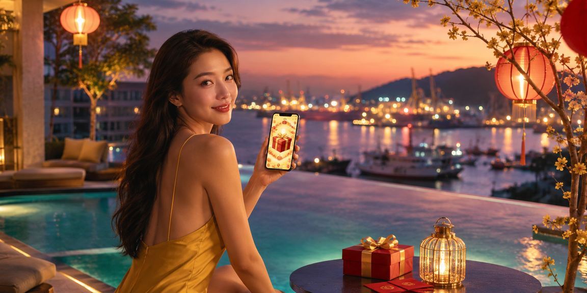 Khung cảnh lễ hội năm mới tại Vũng Tàu với phong bao lì xì và lồng đèn đỏ